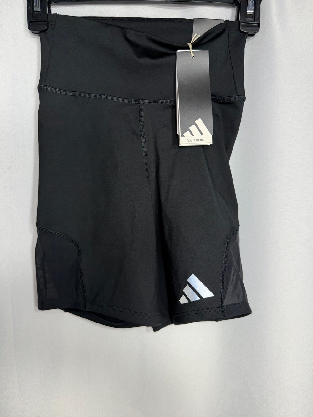 adidas womne Black High-Rise Training Bike Shorts with Reflective Logo size XXS